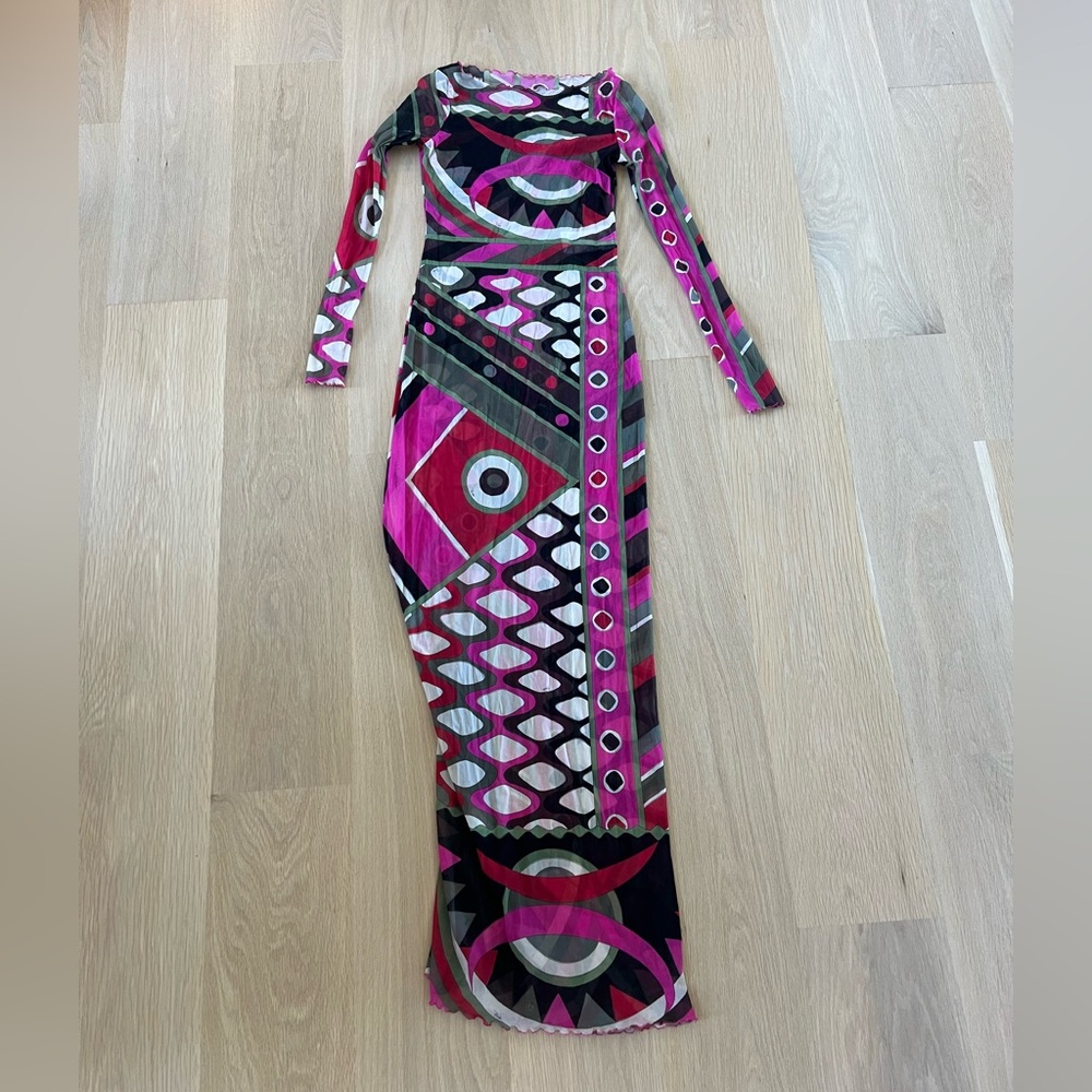 Pucci Red Vivara Maxi See Through Dress IT 42 - Picture 4 of 8